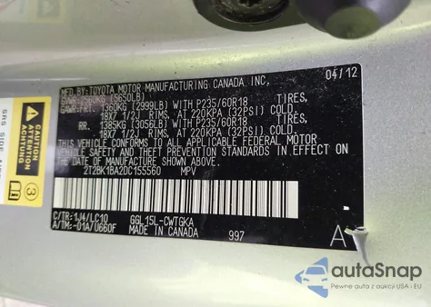 2013 Lexus Rx 350 из США, поврежденный, VIN 2T2BK1BA2DC155560